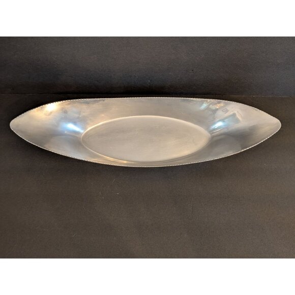 Vintage M.A Spain Aluminum Decorative Oval Serving Tray 16" Long - Picture 4 of 8